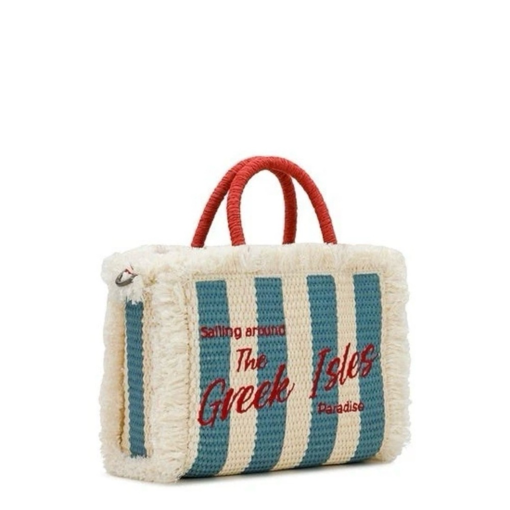 Patricia Nash Sailing Around Greek Isles Straw Tote Bag - NEW NWT